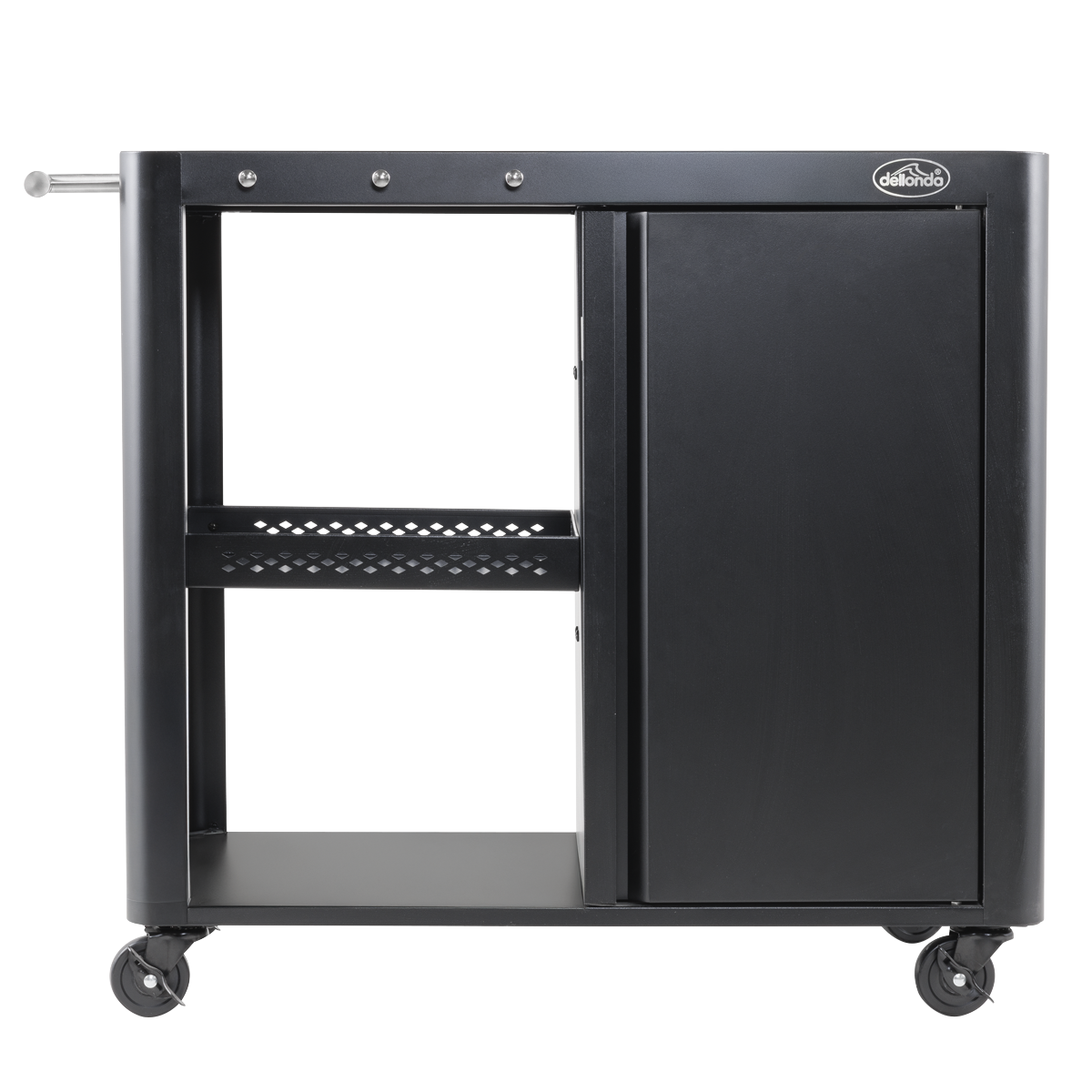Dellonda DG282 BBQ/Plancha Workstation Trolley with Cupboard, Extension Table & Utensil Hooks, Black - additional view 3