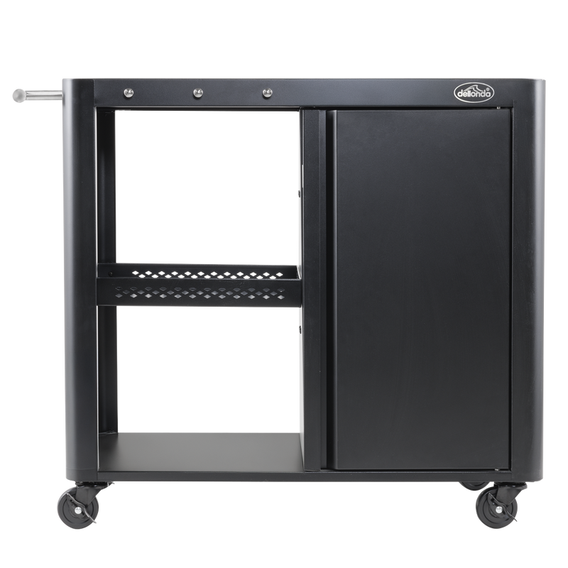 Dellonda DG282 BBQ/Plancha Workstation Trolley with Cupboard, Extension Table & Utensil Hooks, Black - additional view 3
