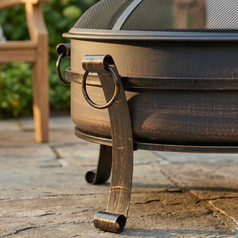 Dellonda DG42 76cm Deluxe 2-in-1 Outdoor Fire Pit & Coffee Table Antique Bronze Effect - additional view 12