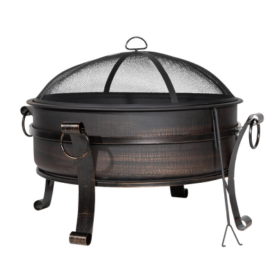 Dellonda DG42 76cm Deluxe 2-in-1 Outdoor Fire Pit & Coffee Table Antique Bronze Effect