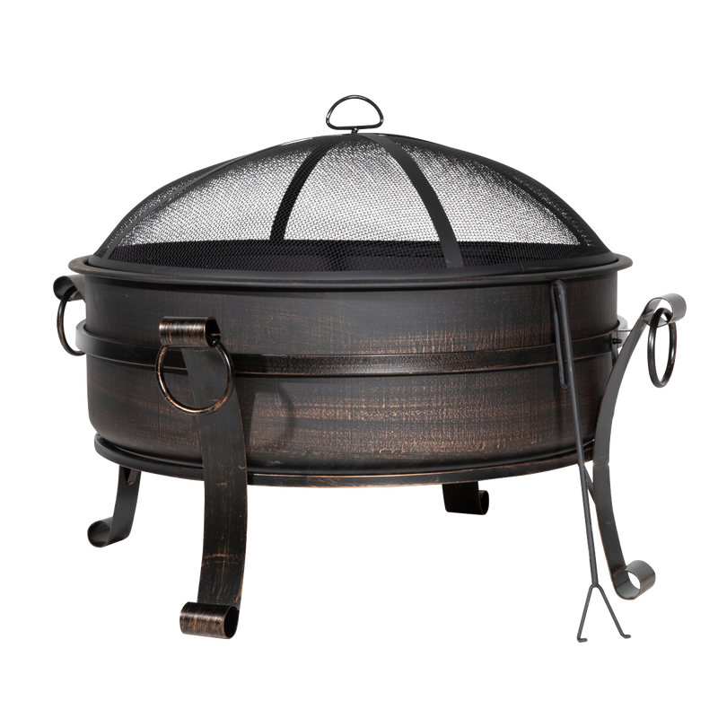 Dellonda DG42 76cm Deluxe 2-in-1 Outdoor Fire Pit & Coffee Table Antique Bronze Effect