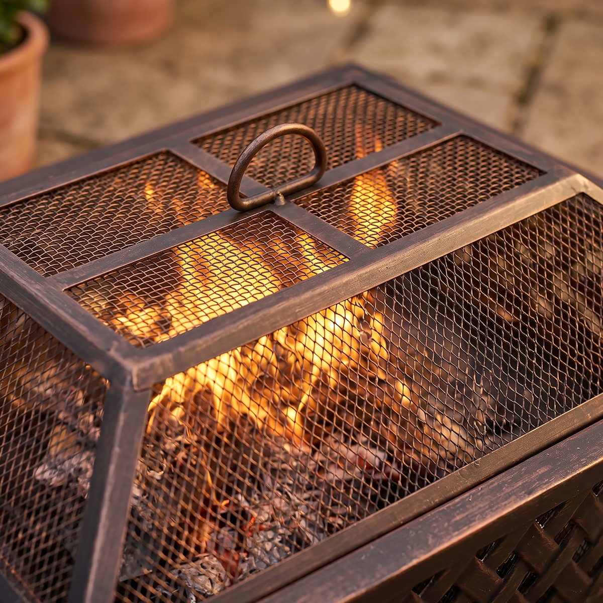 Dellonda DG44 89cm Rectangular Outdoor Fire Pit, Antique Bronze Effect - additional view 8