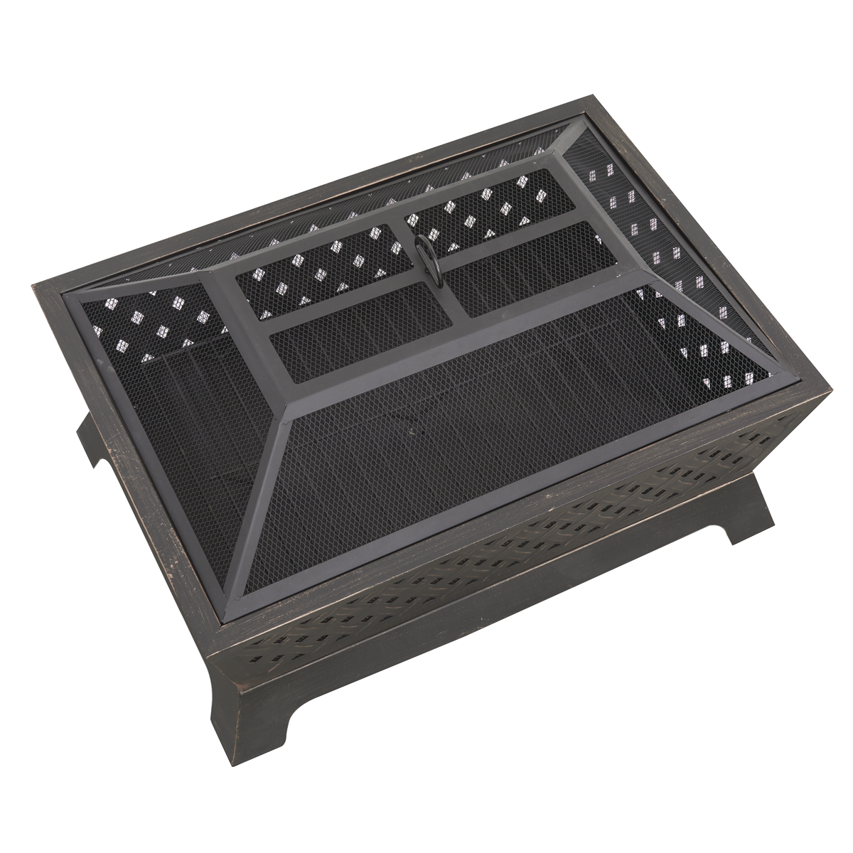 Dellonda DG44 89cm Rectangular Outdoor Fire Pit, Antique Bronze Effect - additional view 2