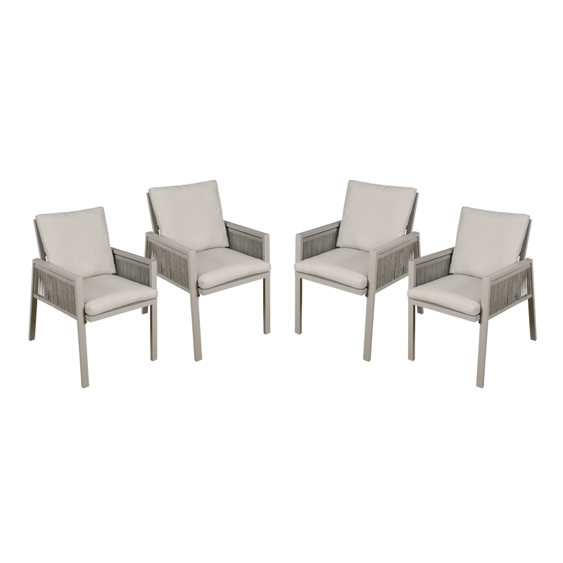 Dellonda DG50 Fusion Garden/Patio Dining Chairs with Armrests 4pc - Light Grey