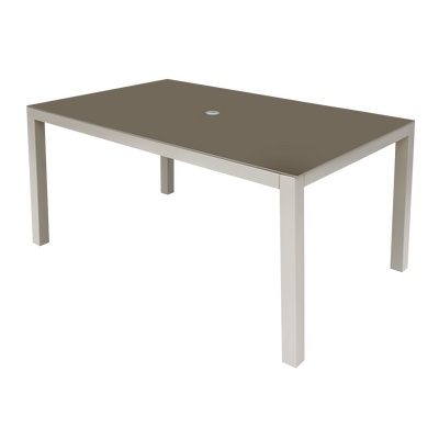 Dellonda DG51 Fusion Aluminium Garden Dining Table with Tempered Glass & Parasol Hole - Light Grey