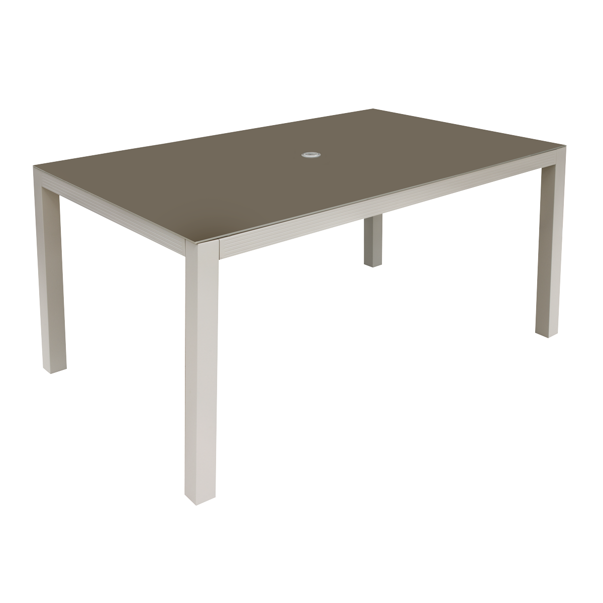 Dellonda DG51 Fusion Aluminium Garden Dining Table with Tempered Glass & Parasol Hole - Light Grey - additional view 2