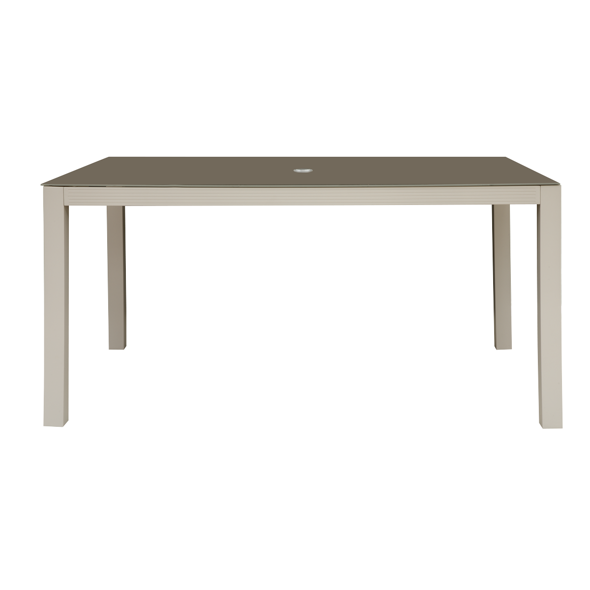 Dellonda DG51 Fusion Aluminium Garden Dining Table with Tempered Glass & Parasol Hole - Light Grey - additional view 3