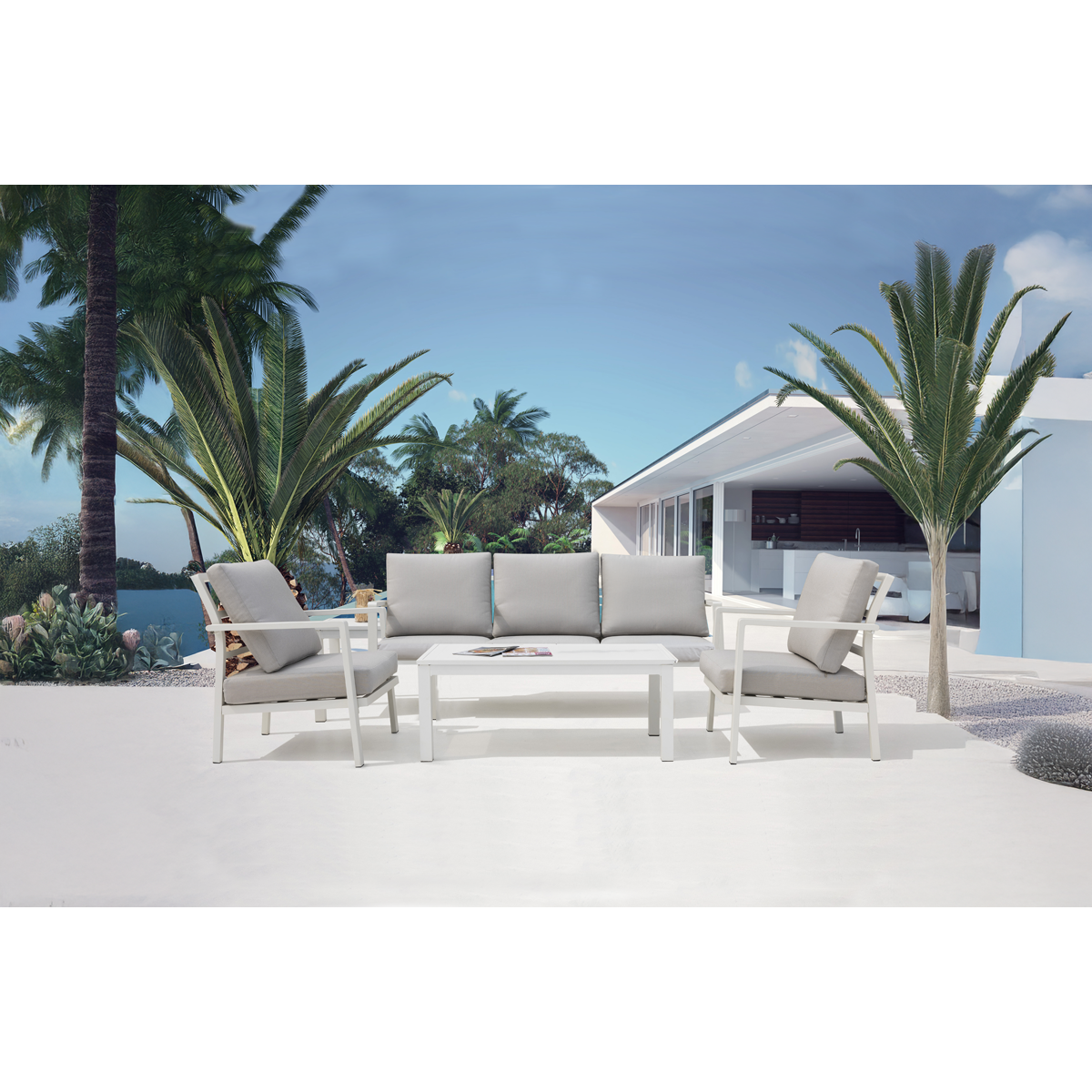 Dellonda DG52 Kyoto Aluminium Outdoor Sofa & Coffee Table Set 4pc - additional view 3