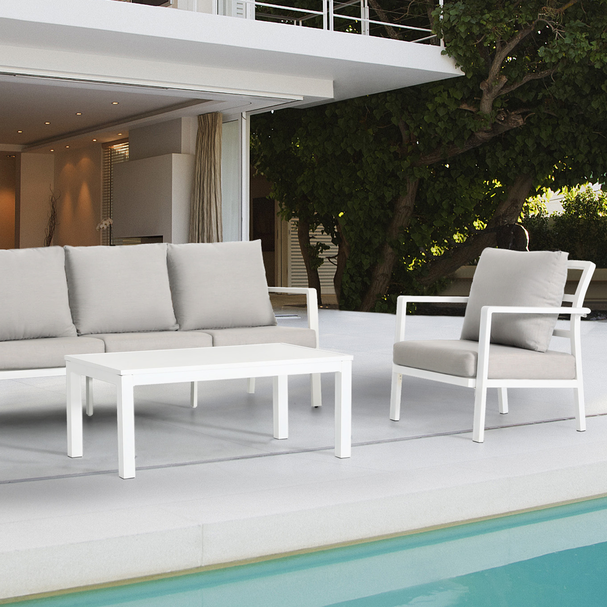 Dellonda DG52 Kyoto Aluminium Outdoor Sofa & Coffee Table Set 4pc - additional view 4