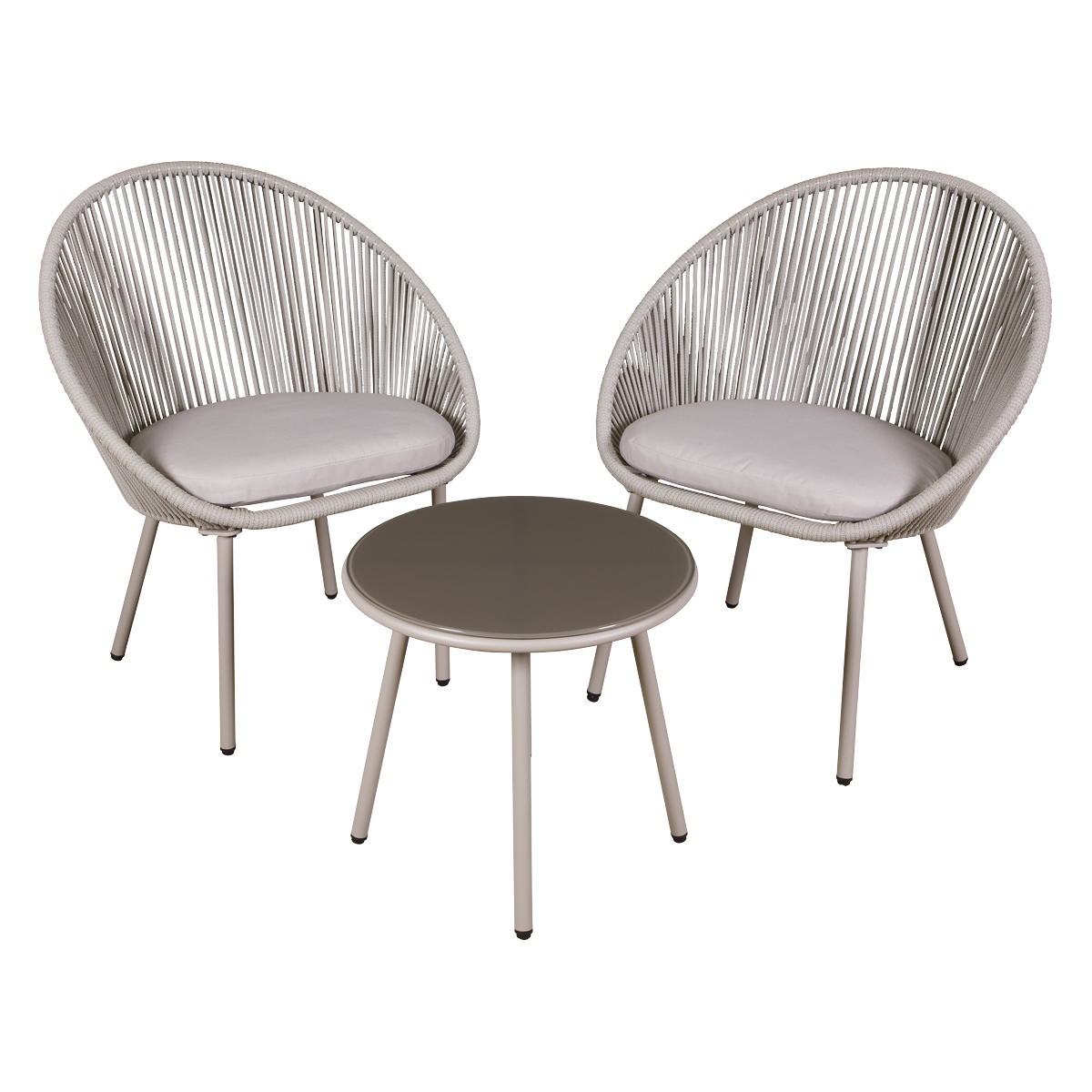 Dellonda DG55 Como Steel Bistro Set with Tempered Glass Tabletop 3pc