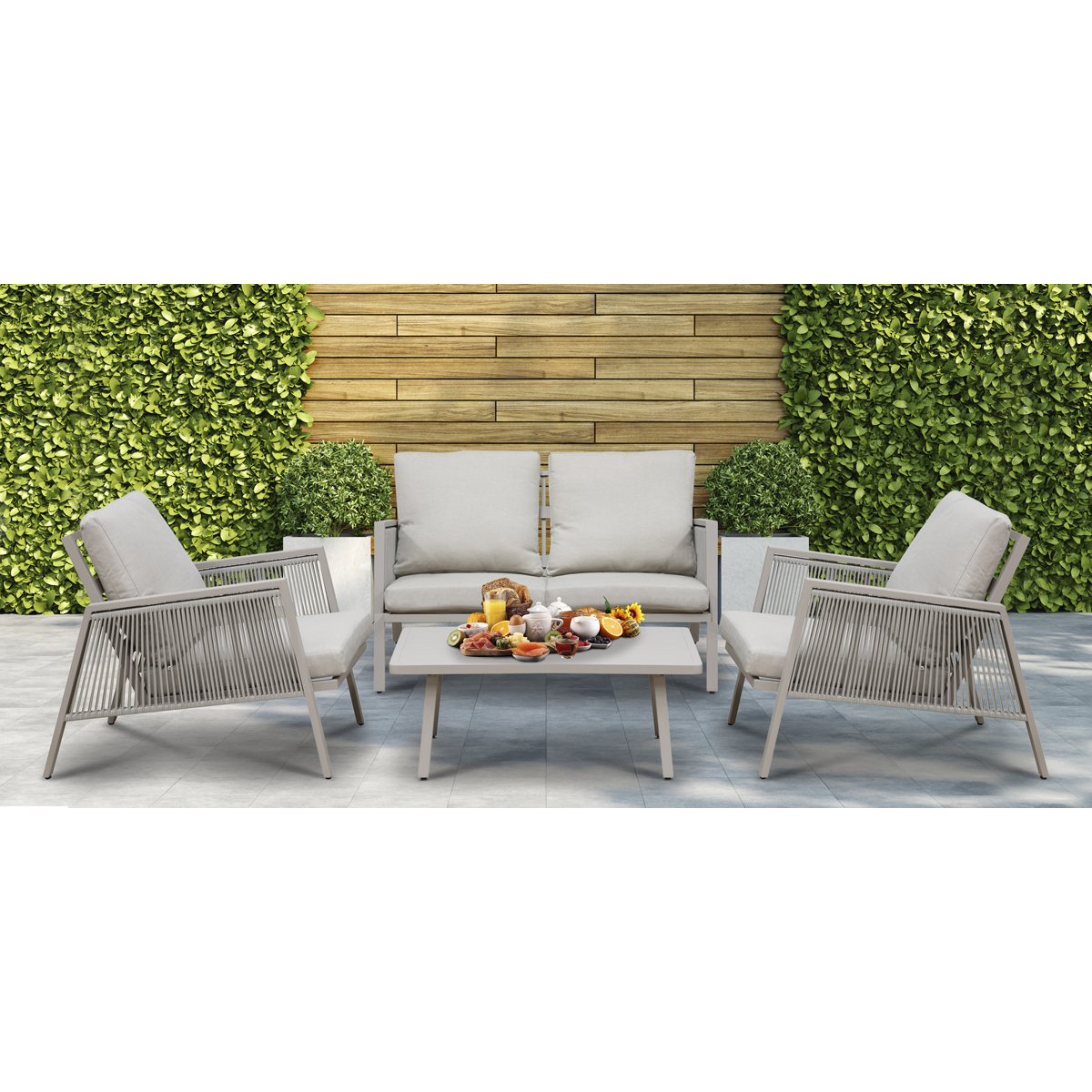 Dellonda DG56 Fusion Aluminium Outdoor Sofa, Arm Chairs & Coffee Table Set 4pc - additional view 11