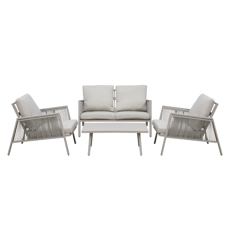 Dellonda DG56 Fusion Aluminium Outdoor Sofa, Arm Chairs & Coffee Table Set 4pc