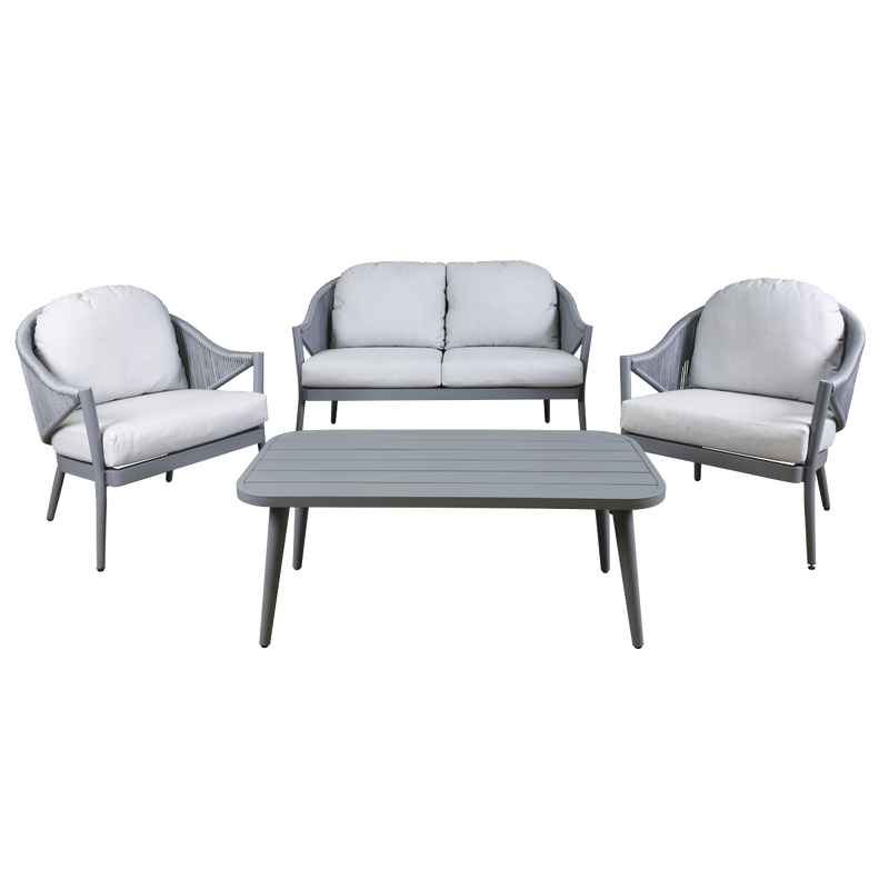 Dellonda DG59 Echo Aluminium Outdoor Sofa, Chair & Coffee Table Set 4pc