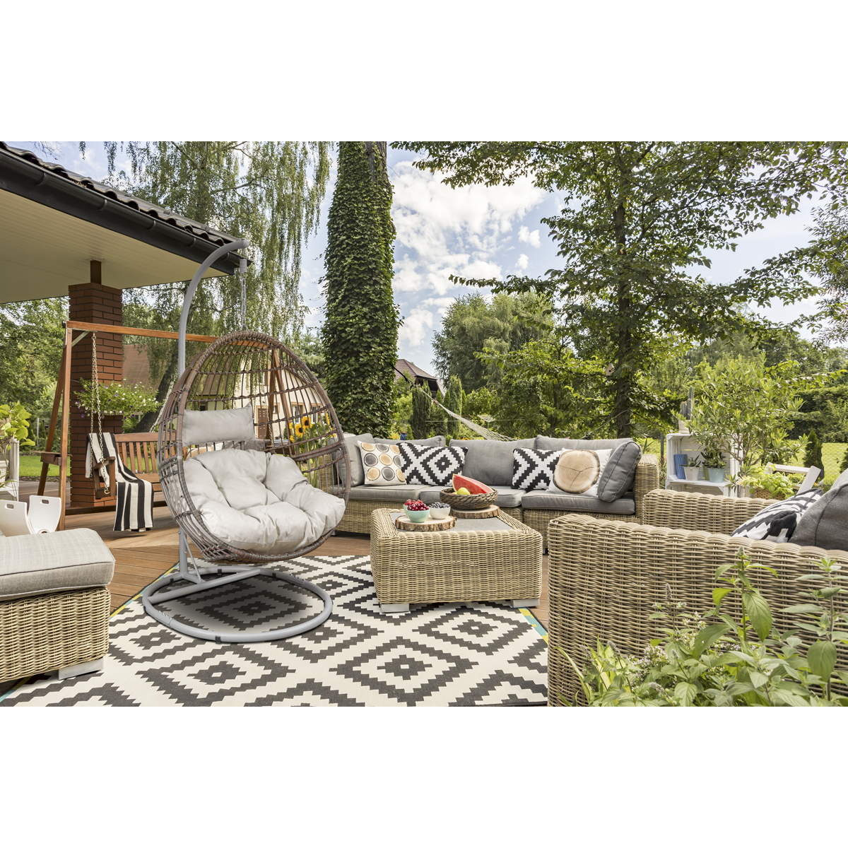 Dellonda DG60 Single Swinging Egg Chair with Cushion - additional view 5