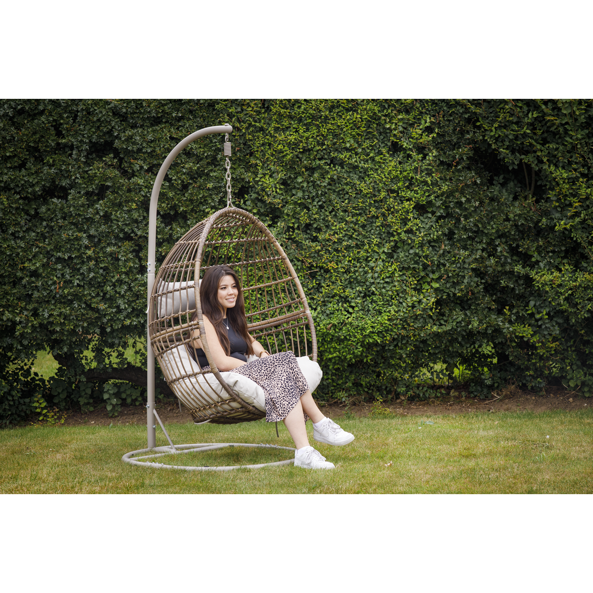 Dellonda DG60 Single Swinging Egg Chair with Cushion - additional view 6