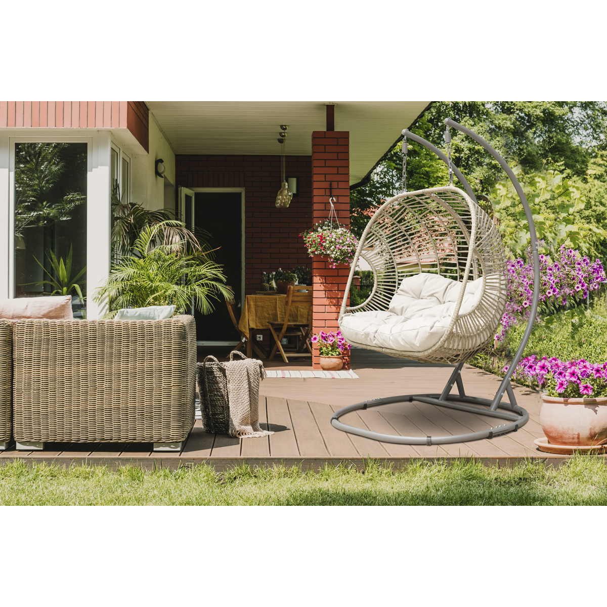 Dellonda DG61 Double Swinging Egg Chair with Cushion - additional view 10