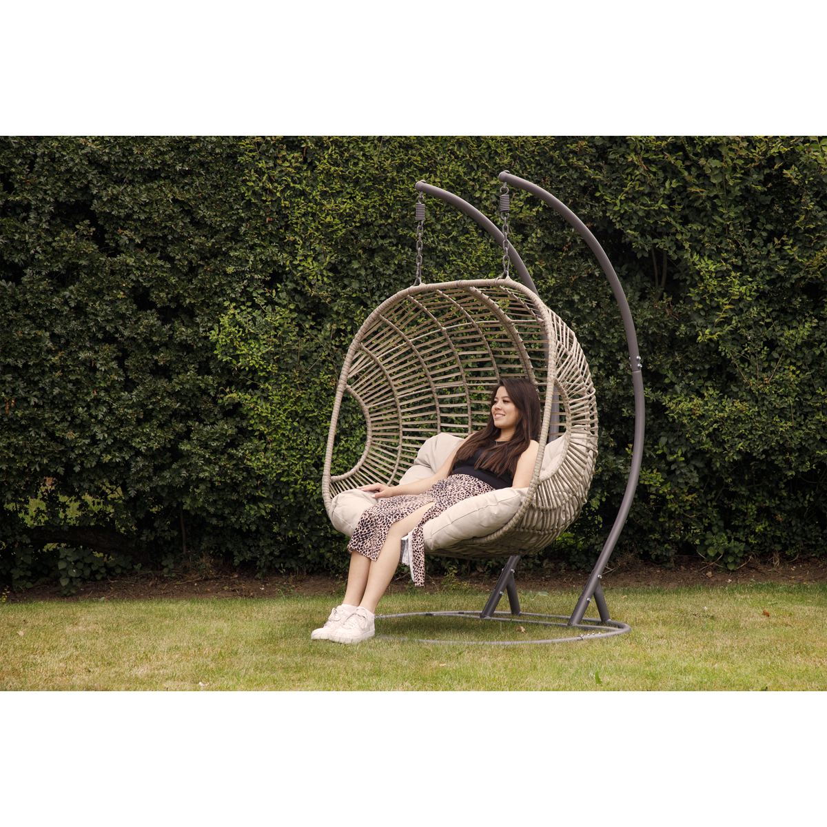 Dellonda DG61 Double Swinging Egg Chair with Cushion - additional view 5