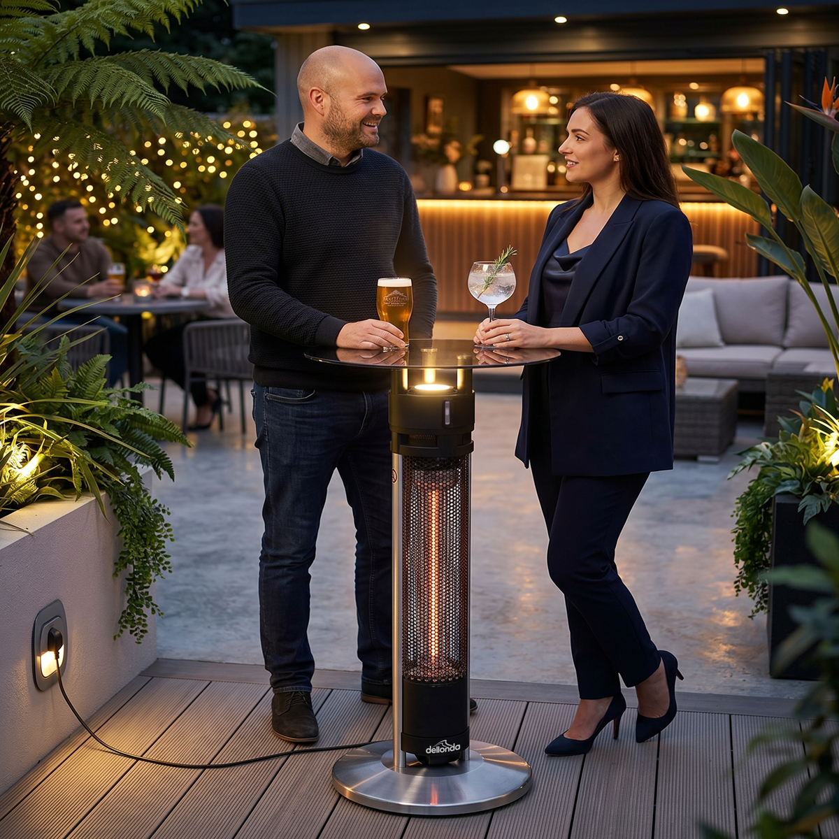 Dellonda DG63 Bistro Table with 1600W Heater, 95cm, Black/Stainless Steel - additional view 8