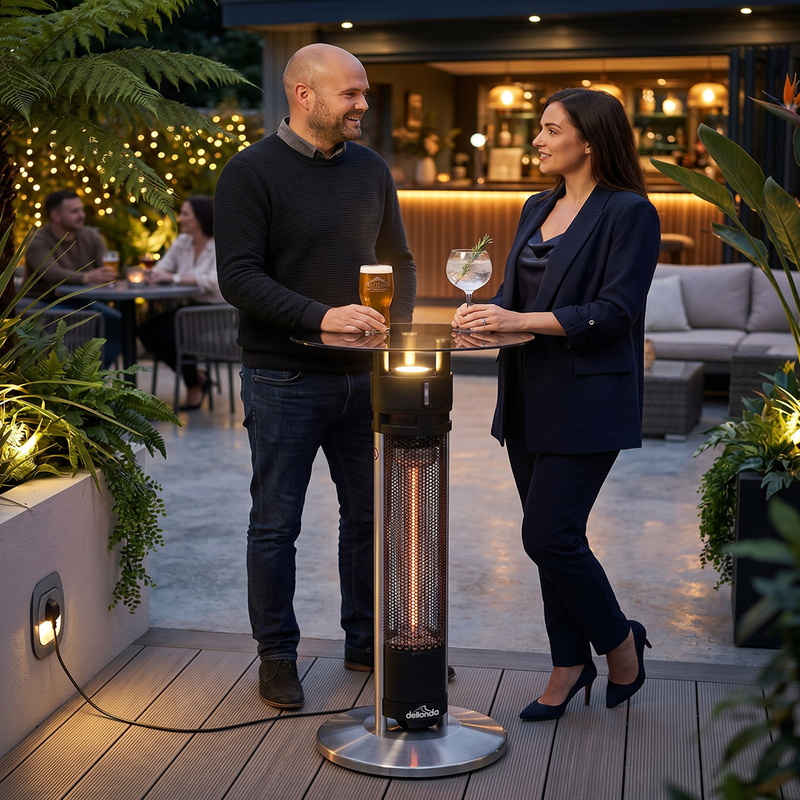 Dellonda DG63 Bistro Table with 1600W Heater, 95cm, Black/Stainless Steel - additional view 8