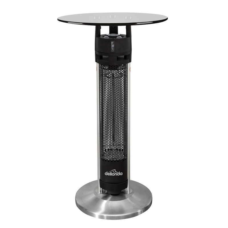 Dellonda DG63 Bistro Table with 1600W Heater, 95cm, Black/Stainless Steel