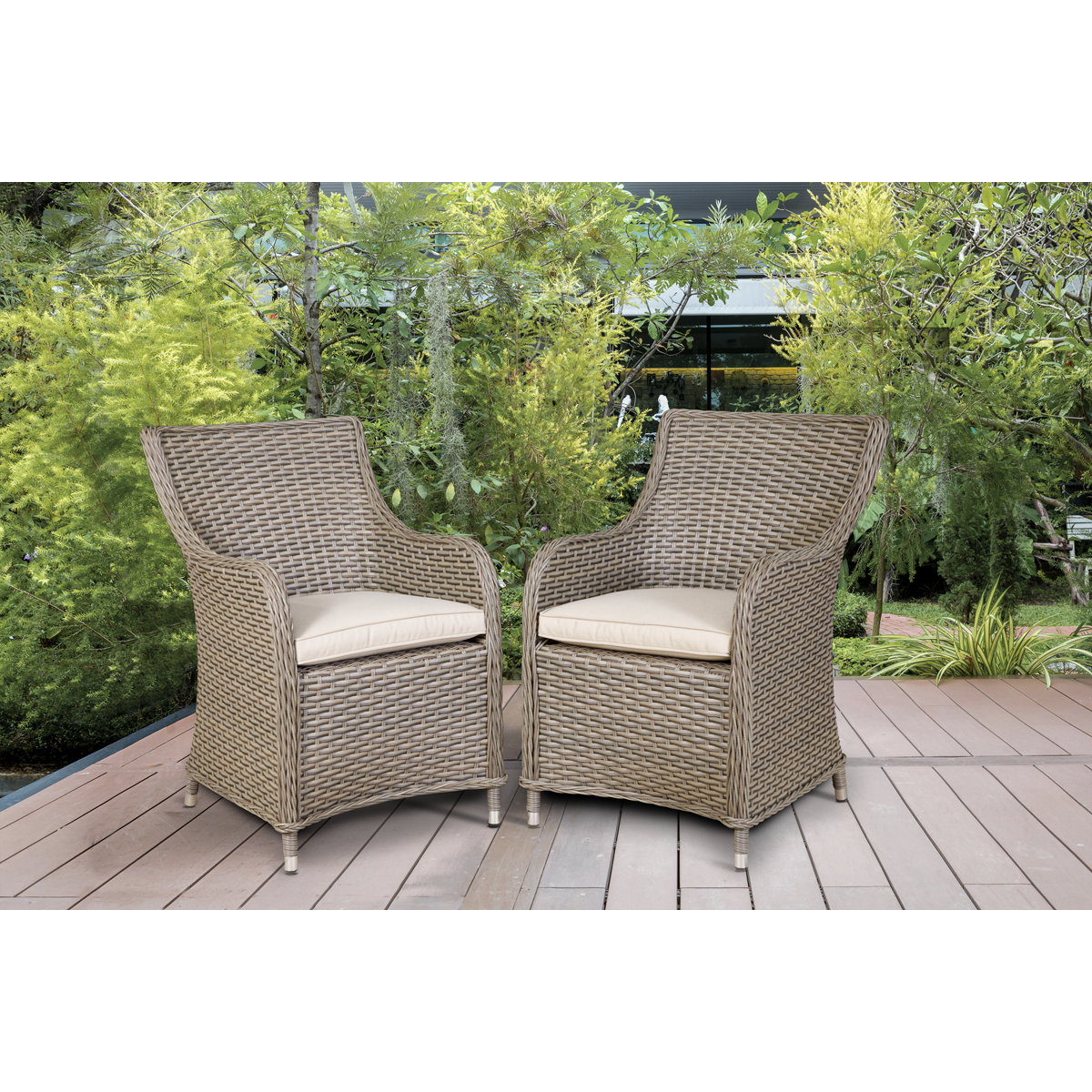 Dellonda DG64 Chester Rattan Wicker Outdoor Garden Dining Chairs 2pc - additional view 5