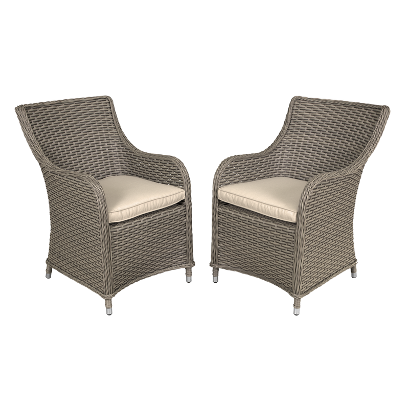 Dellonda DG64 Chester Rattan Wicker Outdoor Garden Dining Chairs 2pc