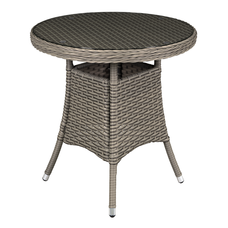 Dellonda DG65 Chester Rattan Wicker Round Outdoor Table with Tempered Glass Top