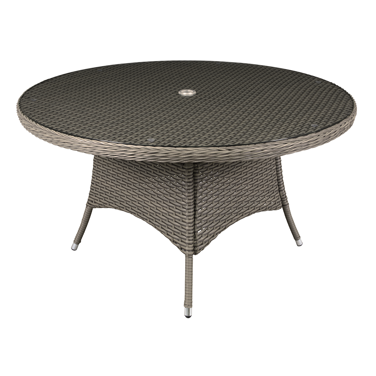 Dellonda DG67 Chester Rattan Wicker Round Outdoor Dining Table with Tempered Glass Top