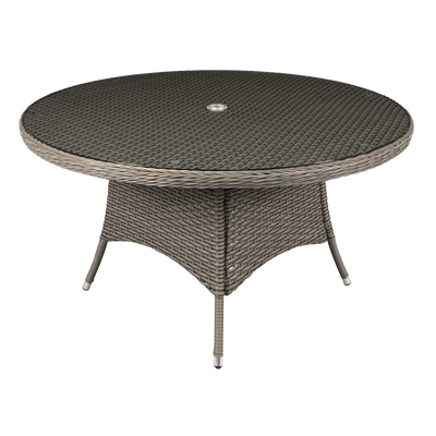 Dellonda DG67 Chester Rattan Wicker Round Outdoor Dining Table with Tempered Glass Top