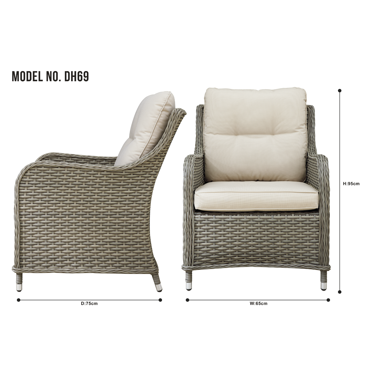 Dellonda DG69 Chester Rattan Wicker Outdoor Armchairs 2pc - additional view 9