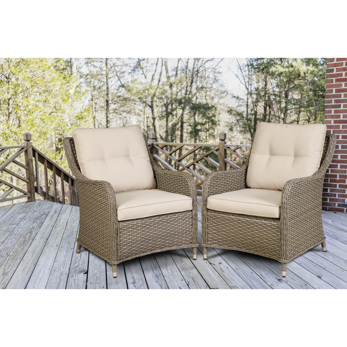 Dellonda DG69 Chester Rattan Wicker Outdoor Armchairs 2pc - additional view 4