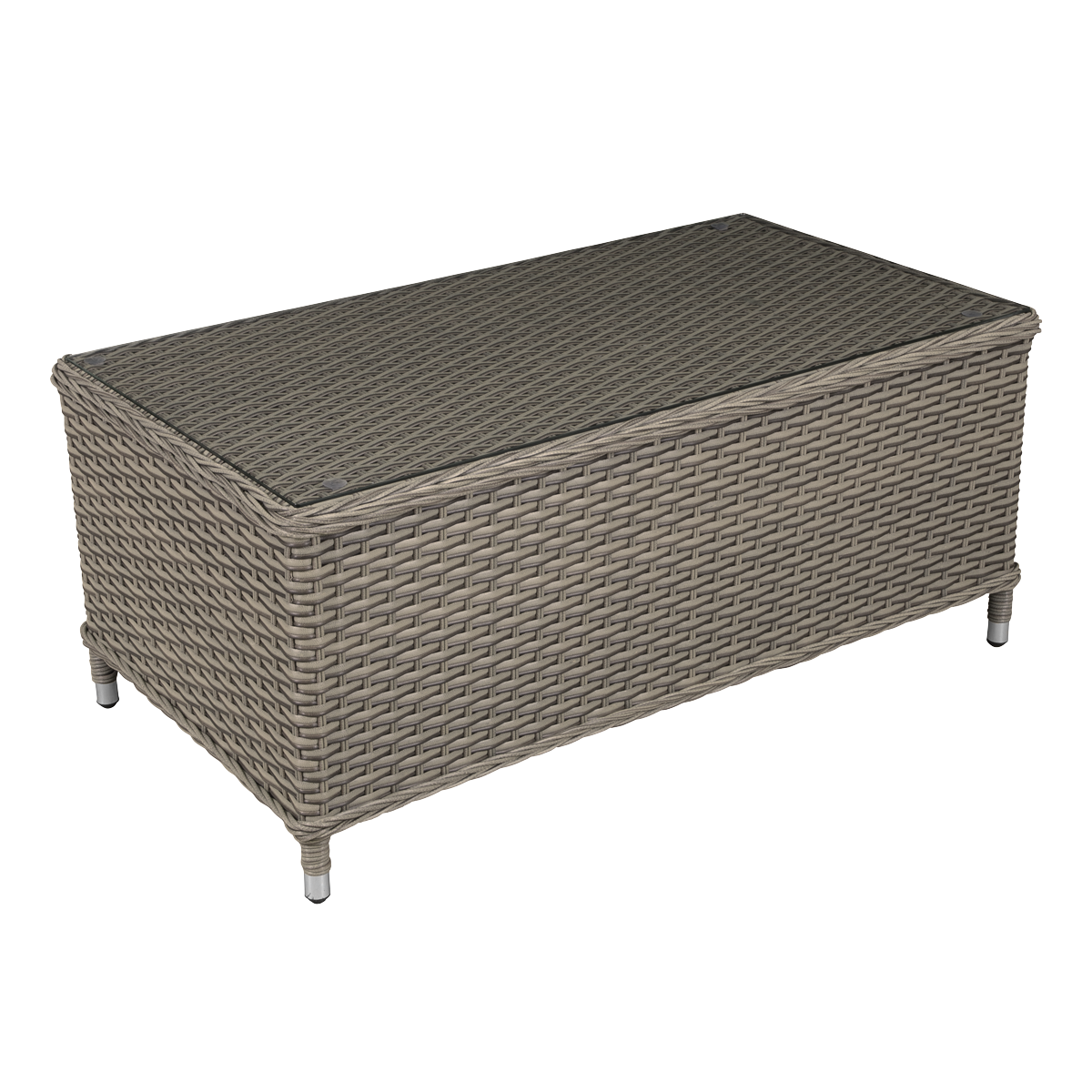 Dellonda DG71 Chester Rattan Wicker Outdoor Balcony Table with Tempered Glass Top