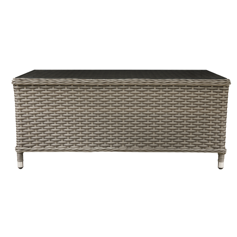 Dellonda DG71 Chester Rattan Wicker Outdoor Balcony Table with Tempered Glass Top - additional view 2