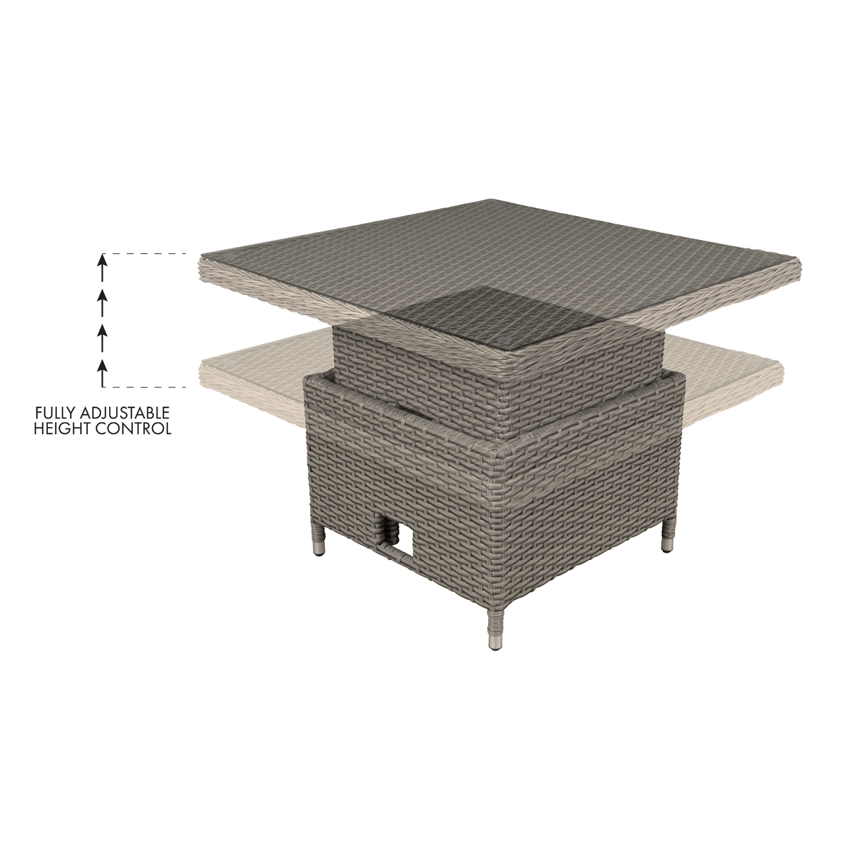 Dellonda DG73 Chester Rattan Wicker Adjustable-Height Outdoor Dining Table - additional view 6