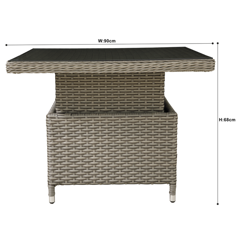 Dellonda DG73 Chester Rattan Wicker Adjustable-Height Outdoor Dining Table - additional view 10