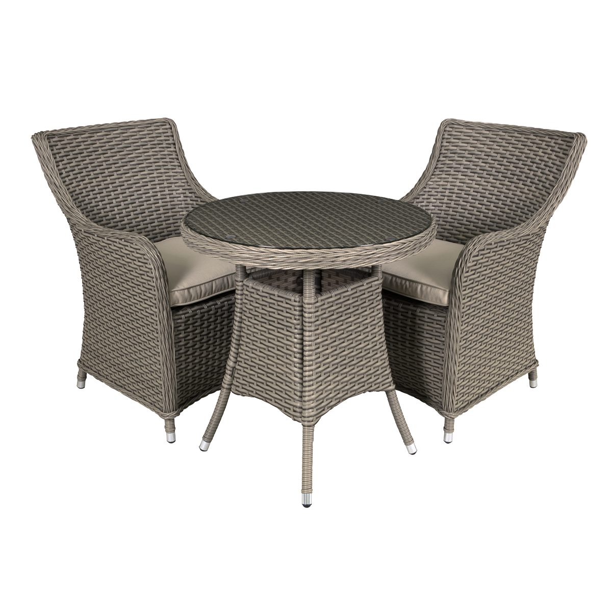 Dellonda DG86 Chester Rattan Wicker Outdoor Dining Set with Tempered Glass Tabletop 3pc
