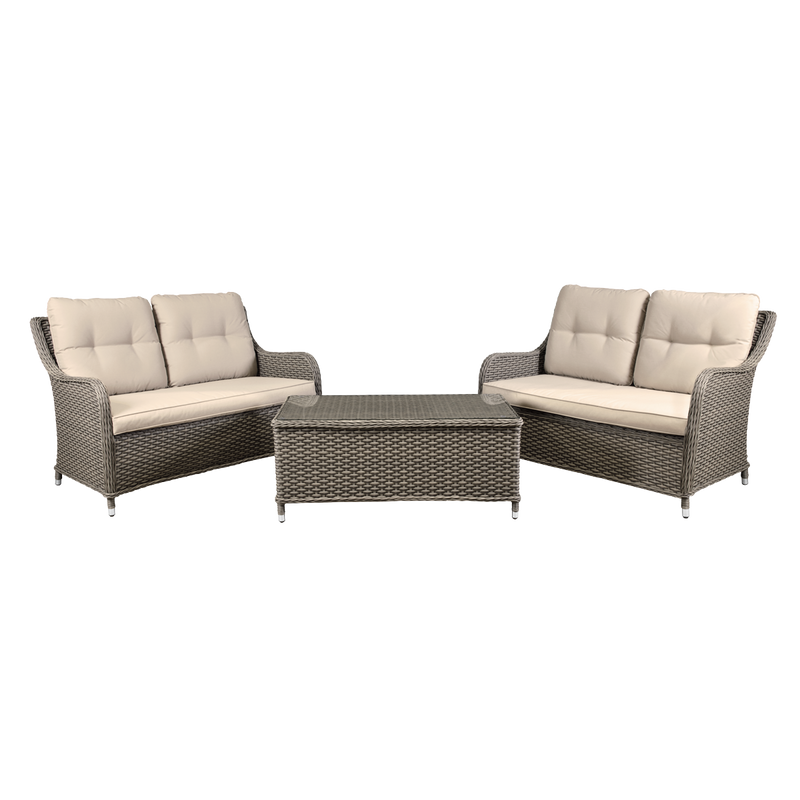Dellonda DG88 Chester Rattan Wicker Outdoor Lounge Set 3pc