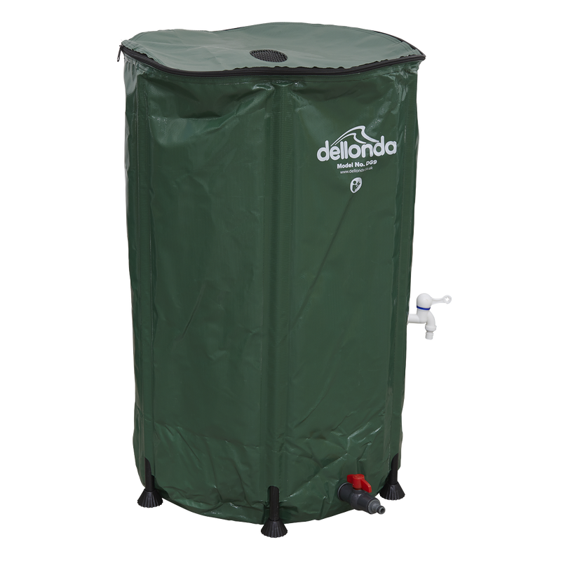 Dellonda DG9 Collapsible PVC Garden Water Butt with Zipped Lid & Drain Tap 250L