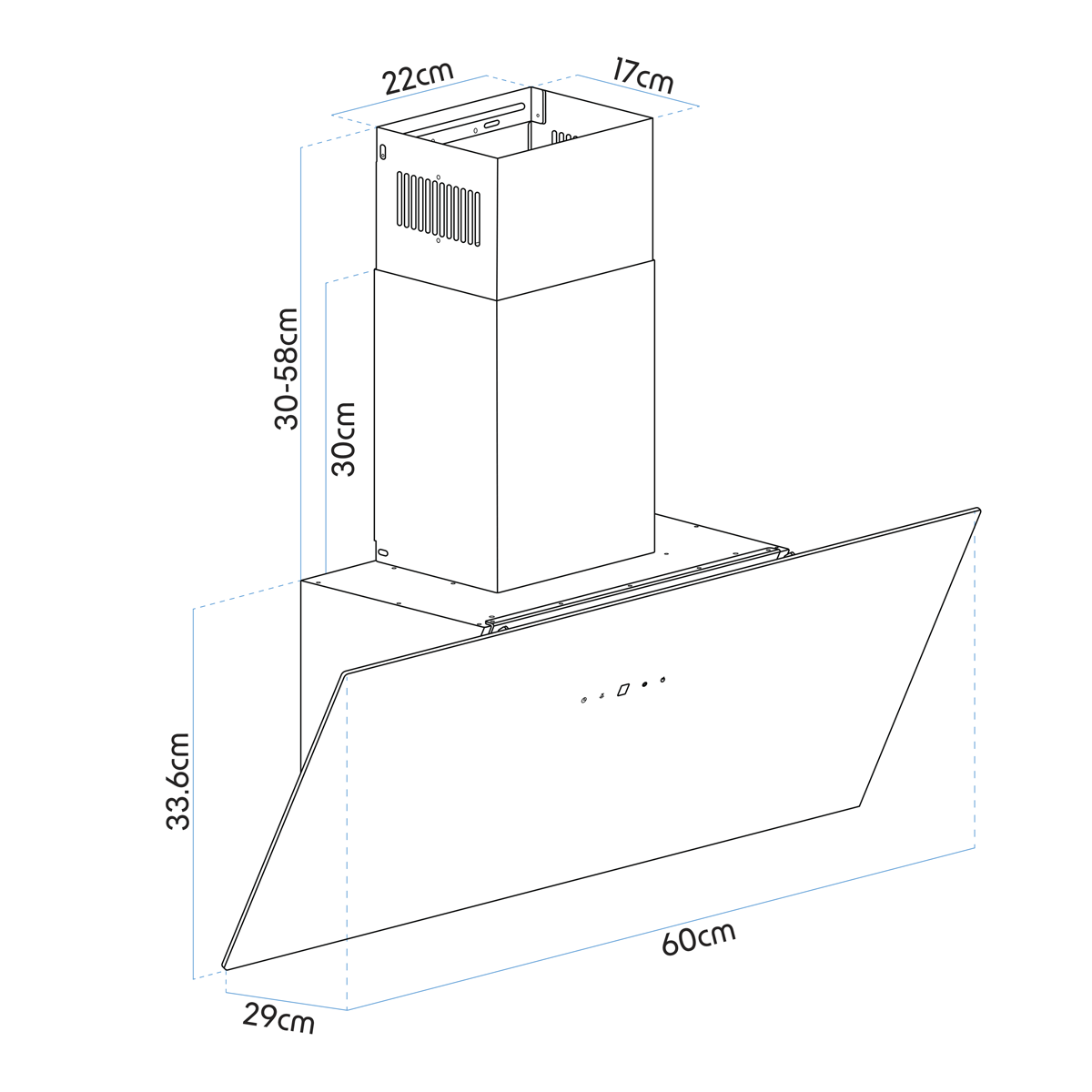 Baridi DH105 Angled Chimney Cooker Hood with Touch Controls & Carbon Filters 60cm - Black Glass - additional view 11