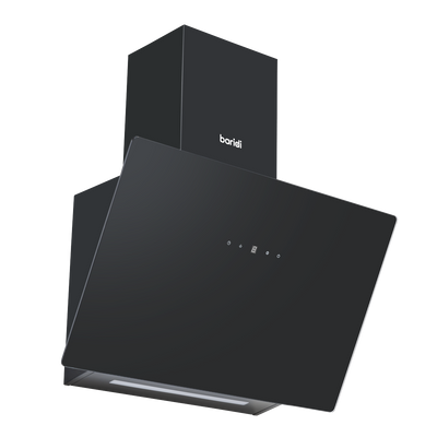 Baridi DH105 Angled Chimney Cooker Hood with Touch Controls & Carbon Filters 60cm - Black Glass