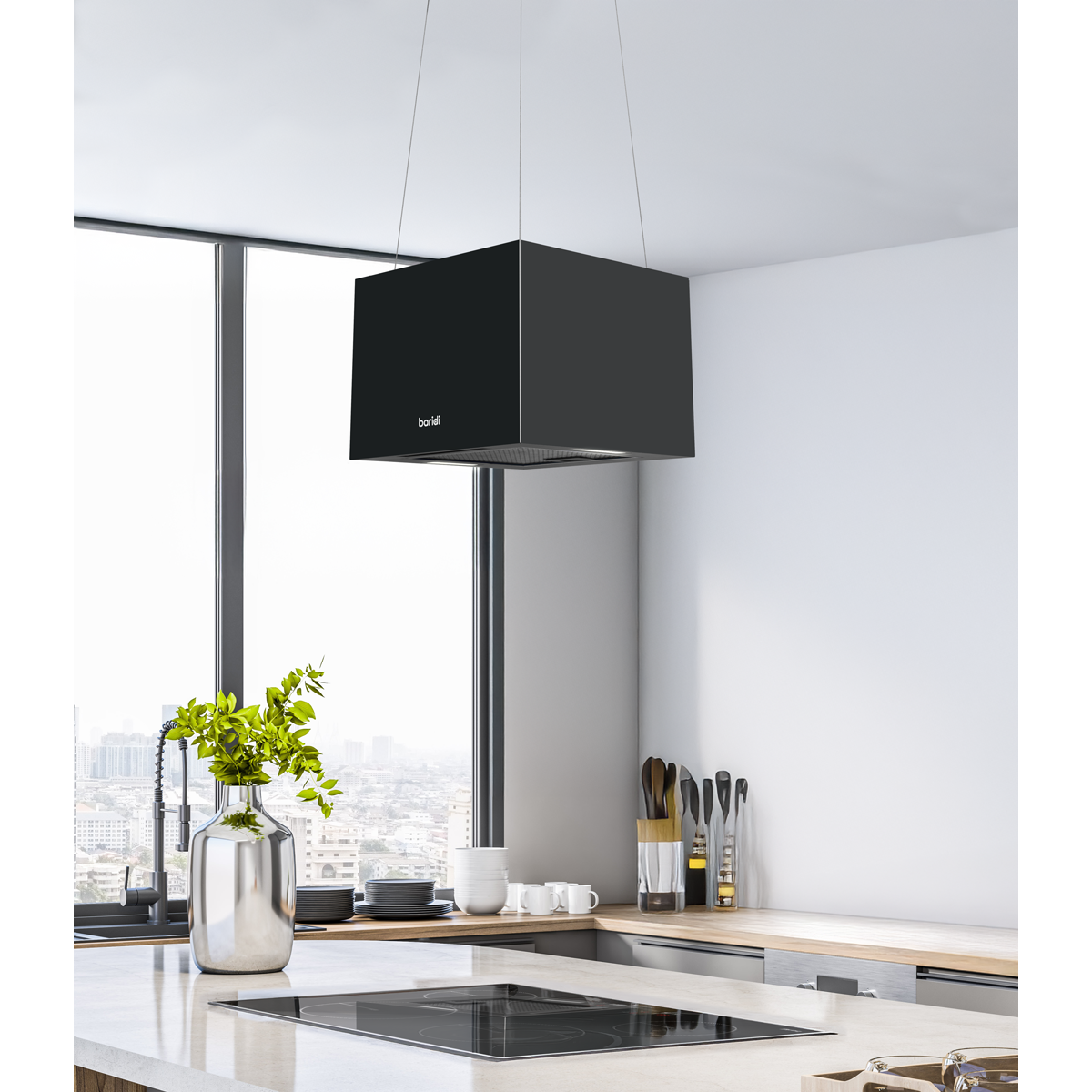 Baridi DH109 Square Island Cooker Hood 40cm - Black - additional view 7