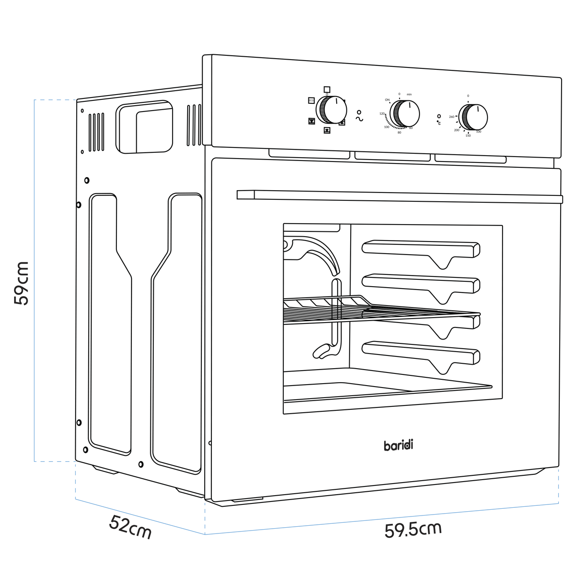 Baridi DH110 Built-In 5-Function Fan Assisted Oven with Timer 60cm, 55L Capacity - Black - additional view 18