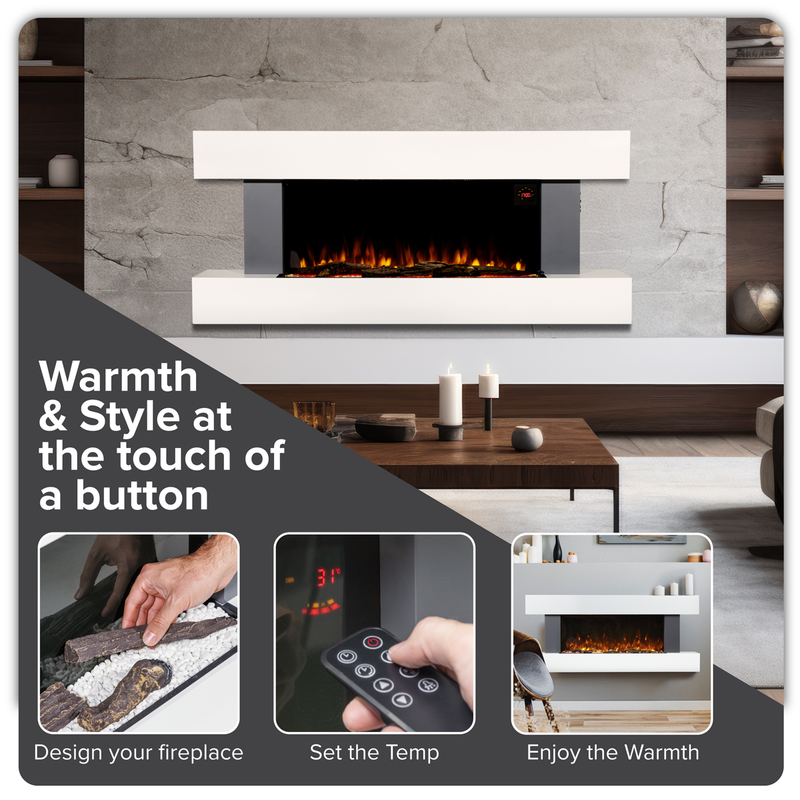 Baridi DH112 Wall Mounting Electric Fireplace with LED Flame Effect 52" - Grey - additional view 15
