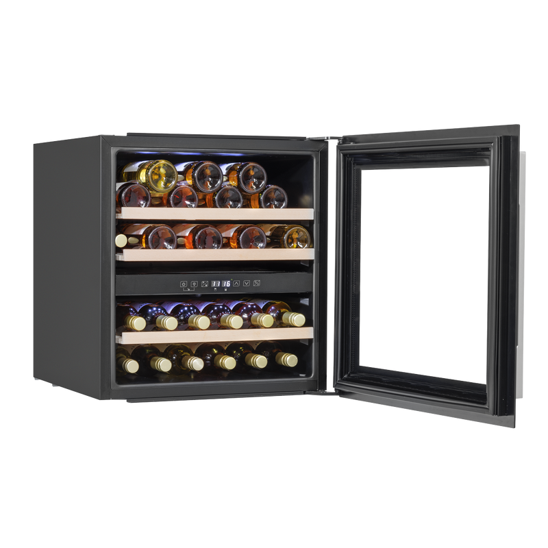 Baridi DH117 36 Bottle Built-In Wine Cooler with Beech Wood Shelves & LED Light - Black - additional view 4