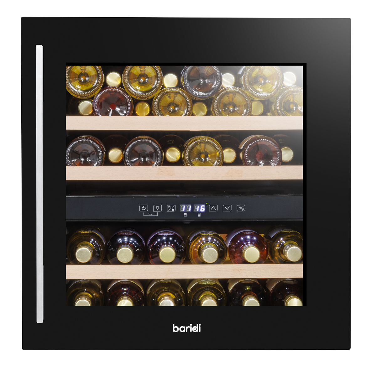 Baridi DH117 36 Bottle Built-In Wine Cooler with Beech Wood Shelves & LED Light - Black - additional view 10