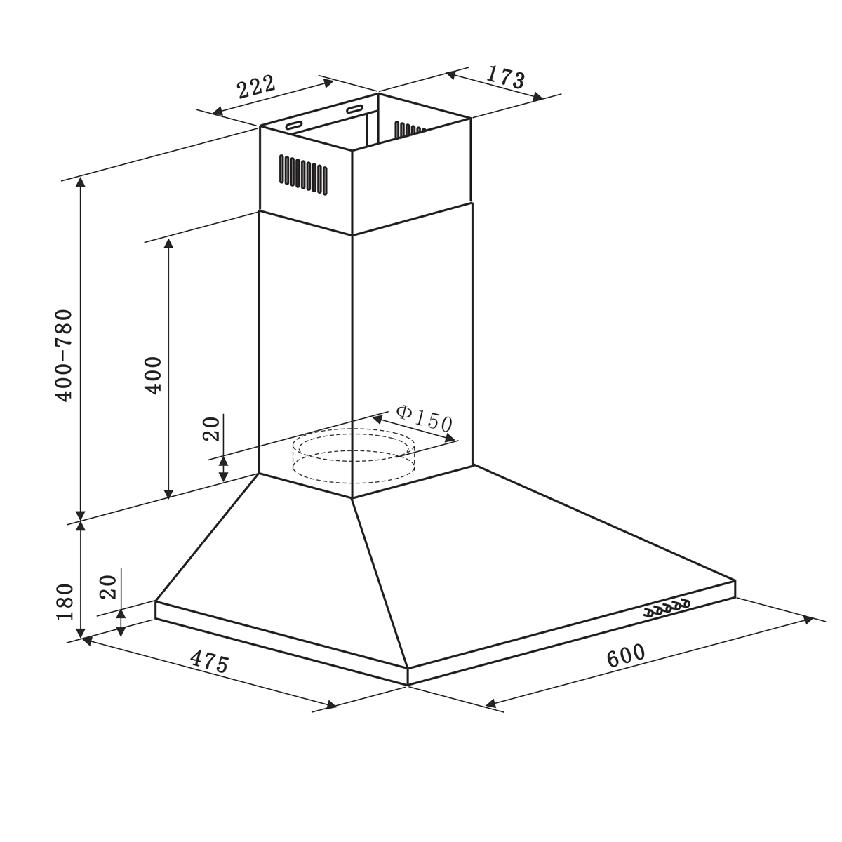Baridi DH126 Cooker Hood with Carbon Filters 60cm - Stainless Steel - additional view 15