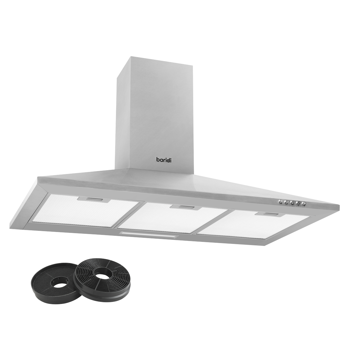 Baridi DH128 Curved Glass Cooker Hood with Carbon Filters & LED Lights 60cm - Stainless Steel - additional view 6