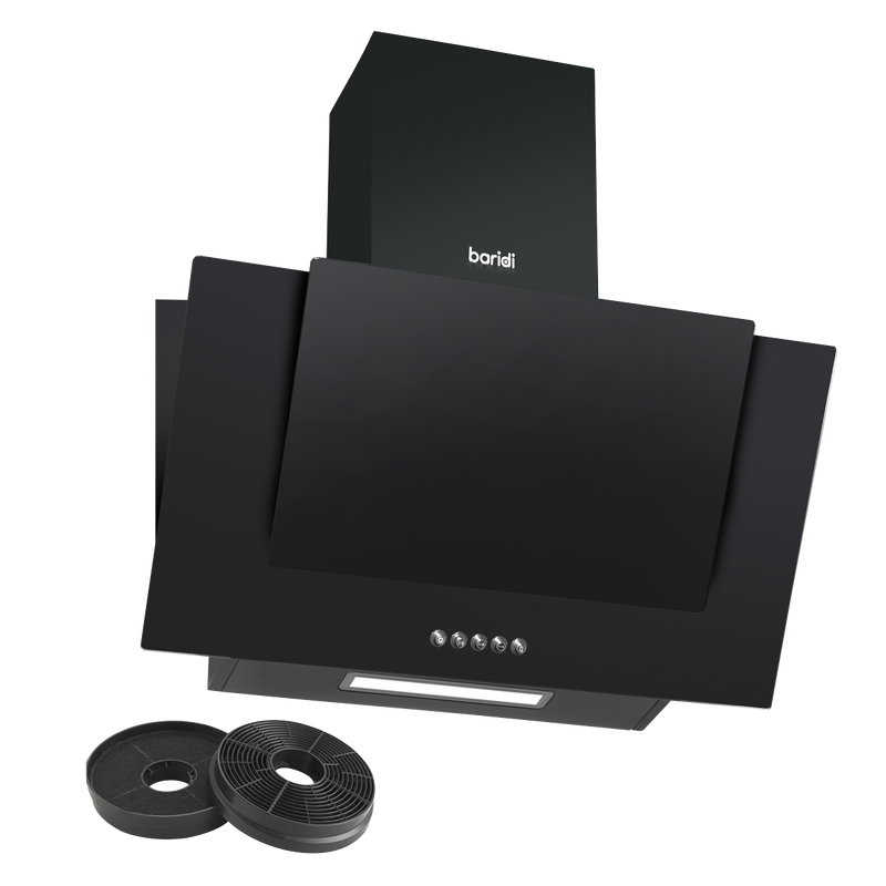 Baridi DH129 Angled Chimney Cooker Hood with Carbon Filters & LED Lamp - Black Glass - additional view 10
