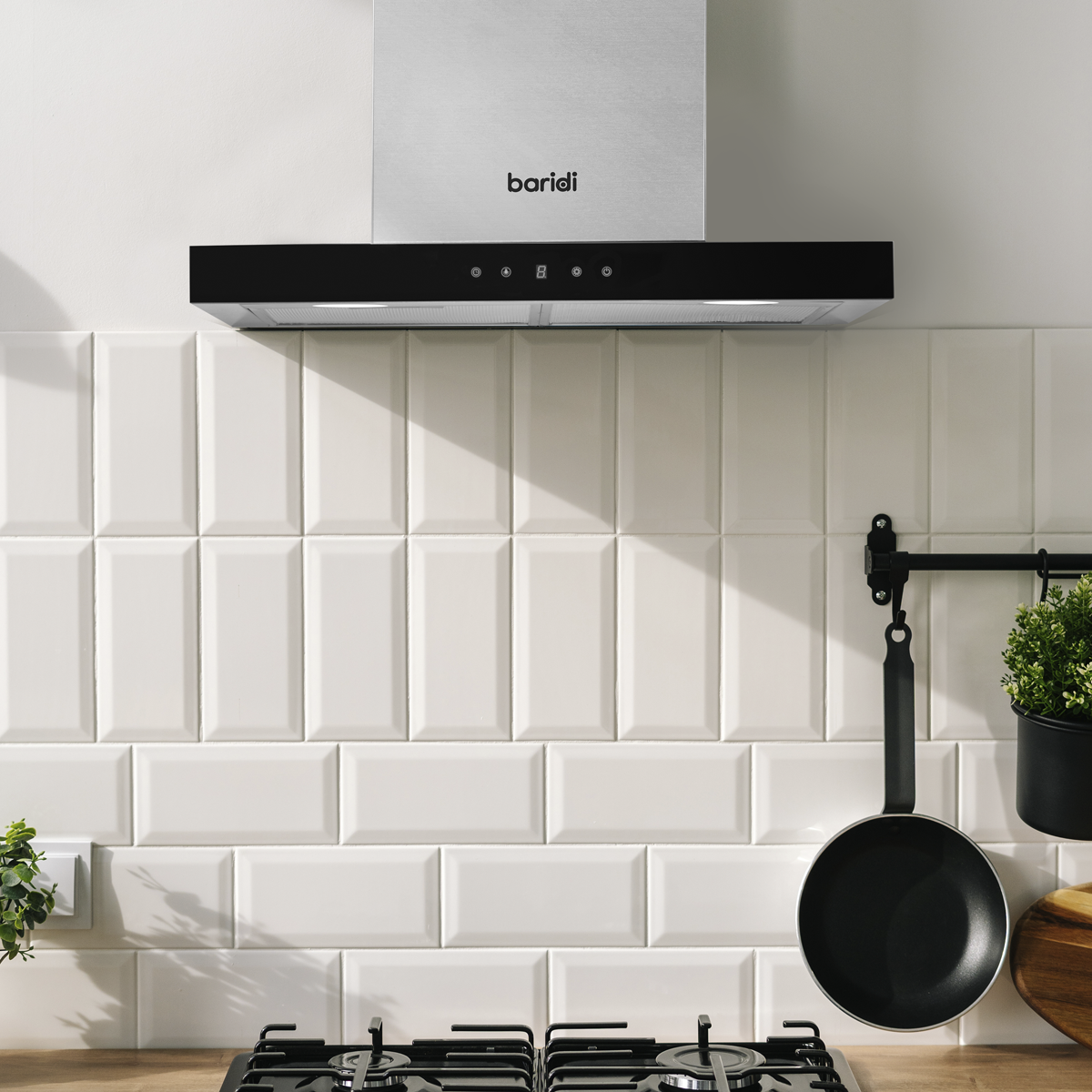 Baridi DH130 T-Shape Chimney Cooker Hood with Carbon Filters 60cm - Stainless Steel - additional view 11