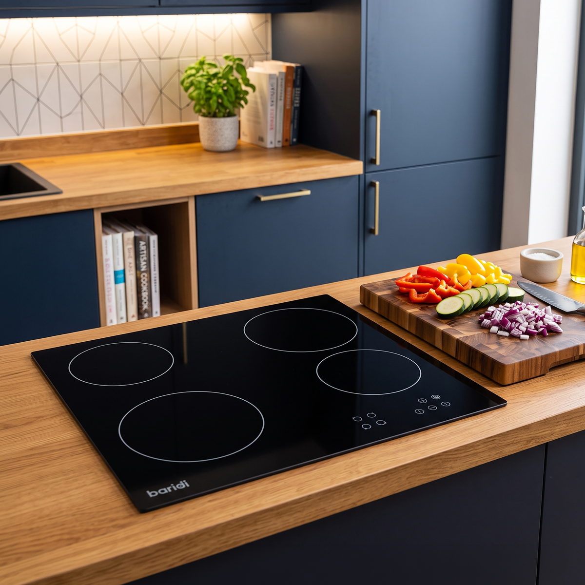 Baridi DH131 Integrated Ceramic Hob with 4 Cooking Zones 60cm - Black Glass - additional view 3